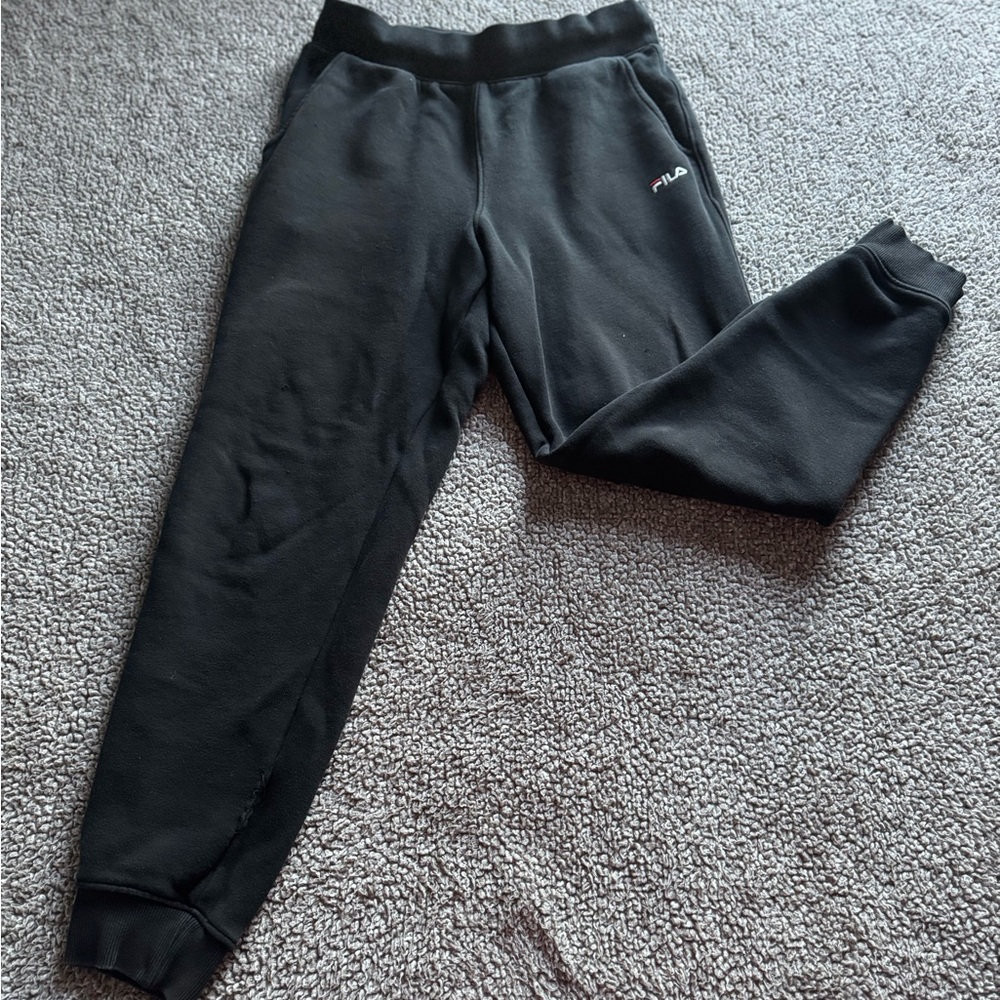 Men’s Large Fila Black Sweat Pants with Pockets Elastic Waist
